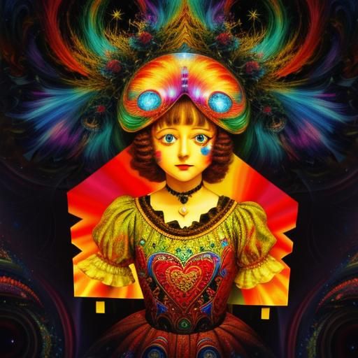 Janet Gaynor: Vivid Psychedelic Oil Painting