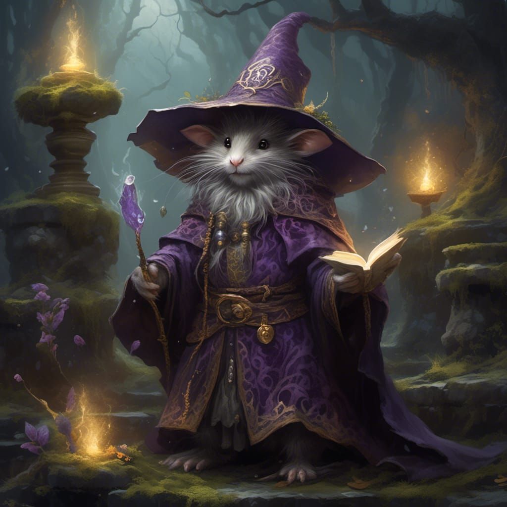 Mousefolk Warlock in Mystical Gothic Forest