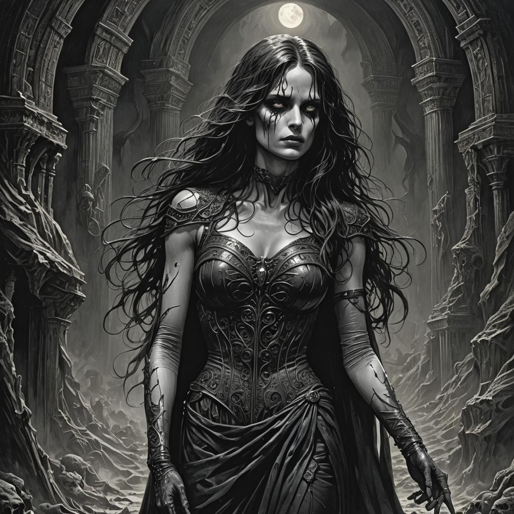 Selene in Gothic Horror Style