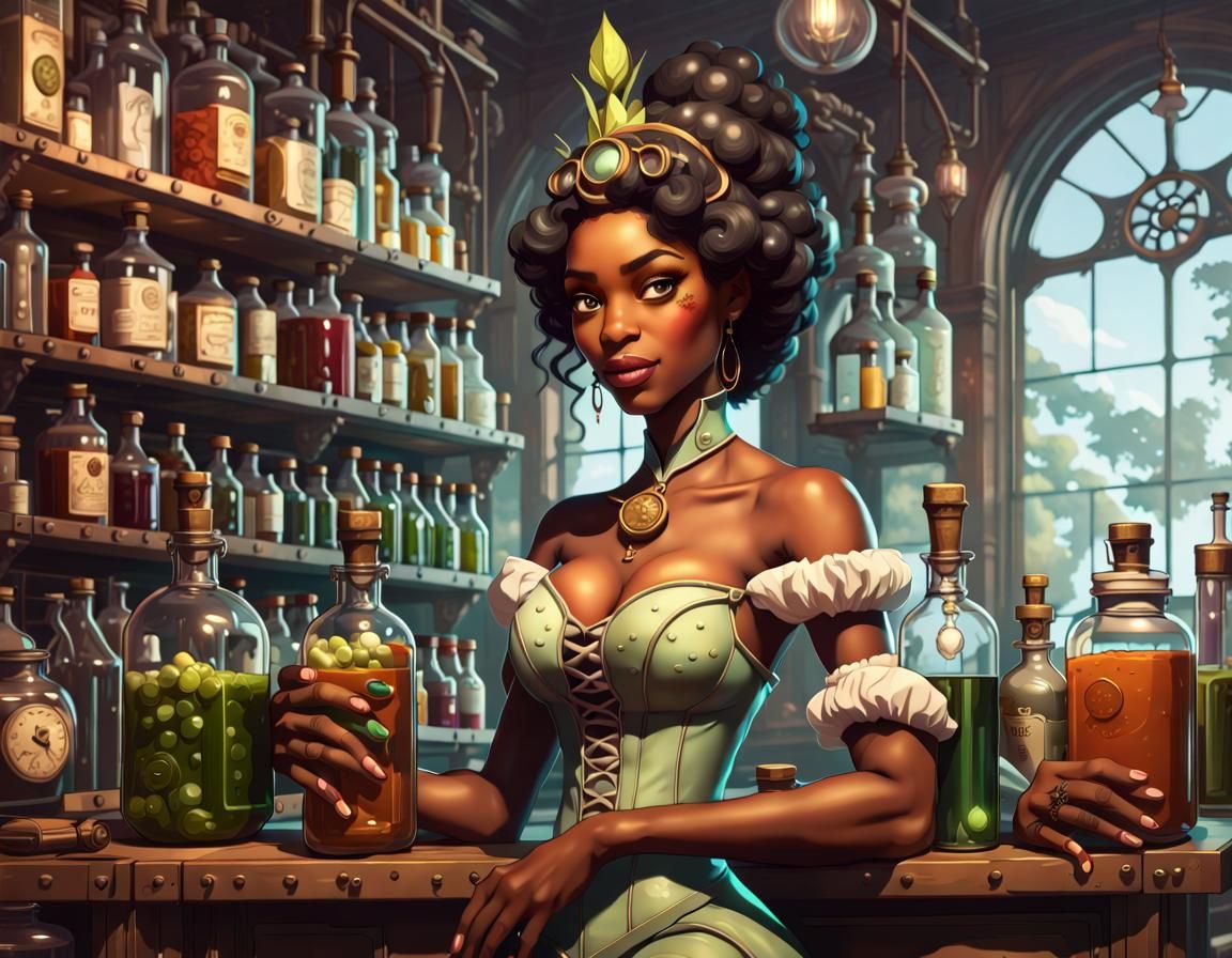 Princess Tiana in Steampunk Laboratory Portrait