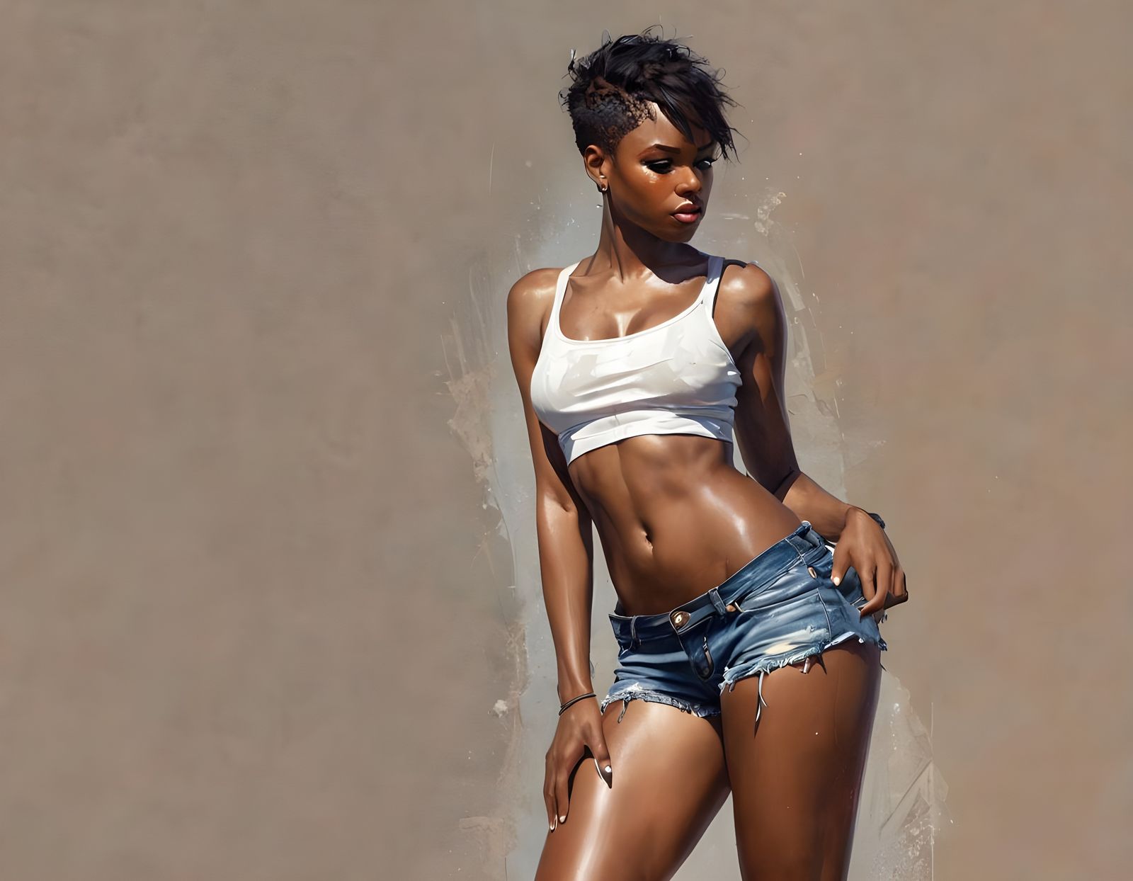 African American Woman in Sporty Chic Attire