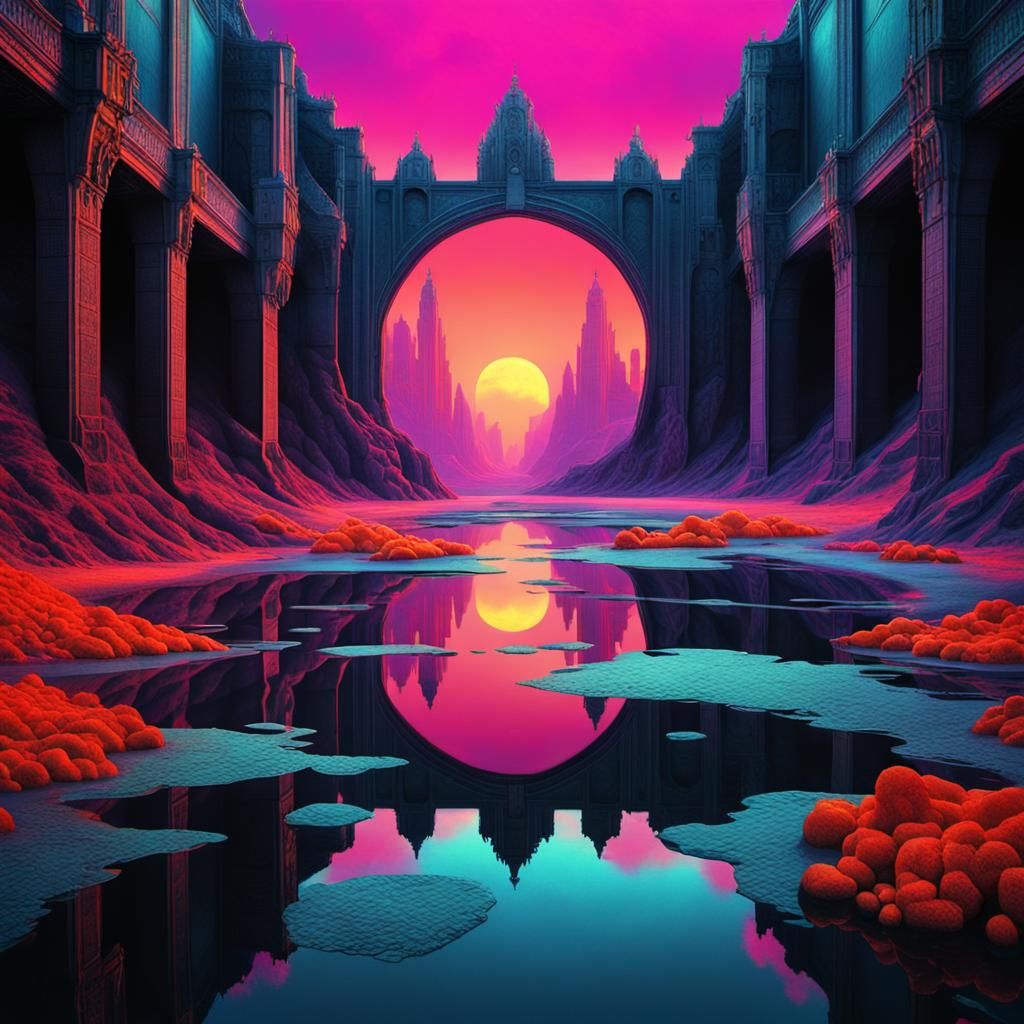 Magic Puddles Reflect Art Deco World as Thermal Image