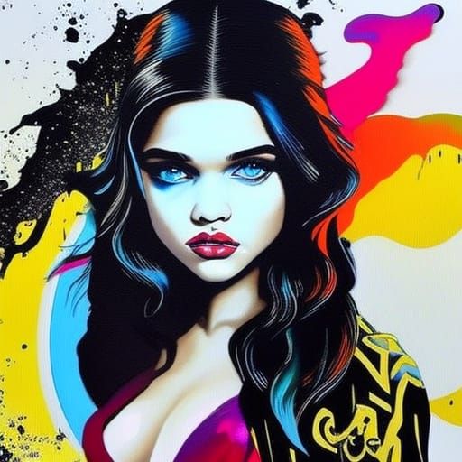 French Princess Reading Book with Graffiti Art