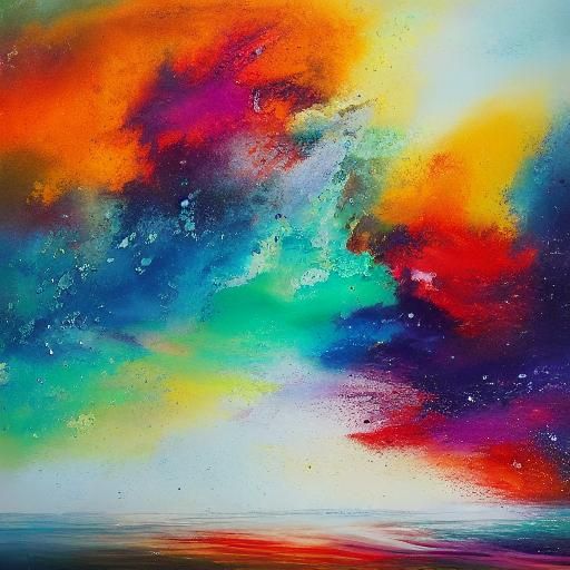 Surrealist Melting Paper with Ink Stain, Impasto Style