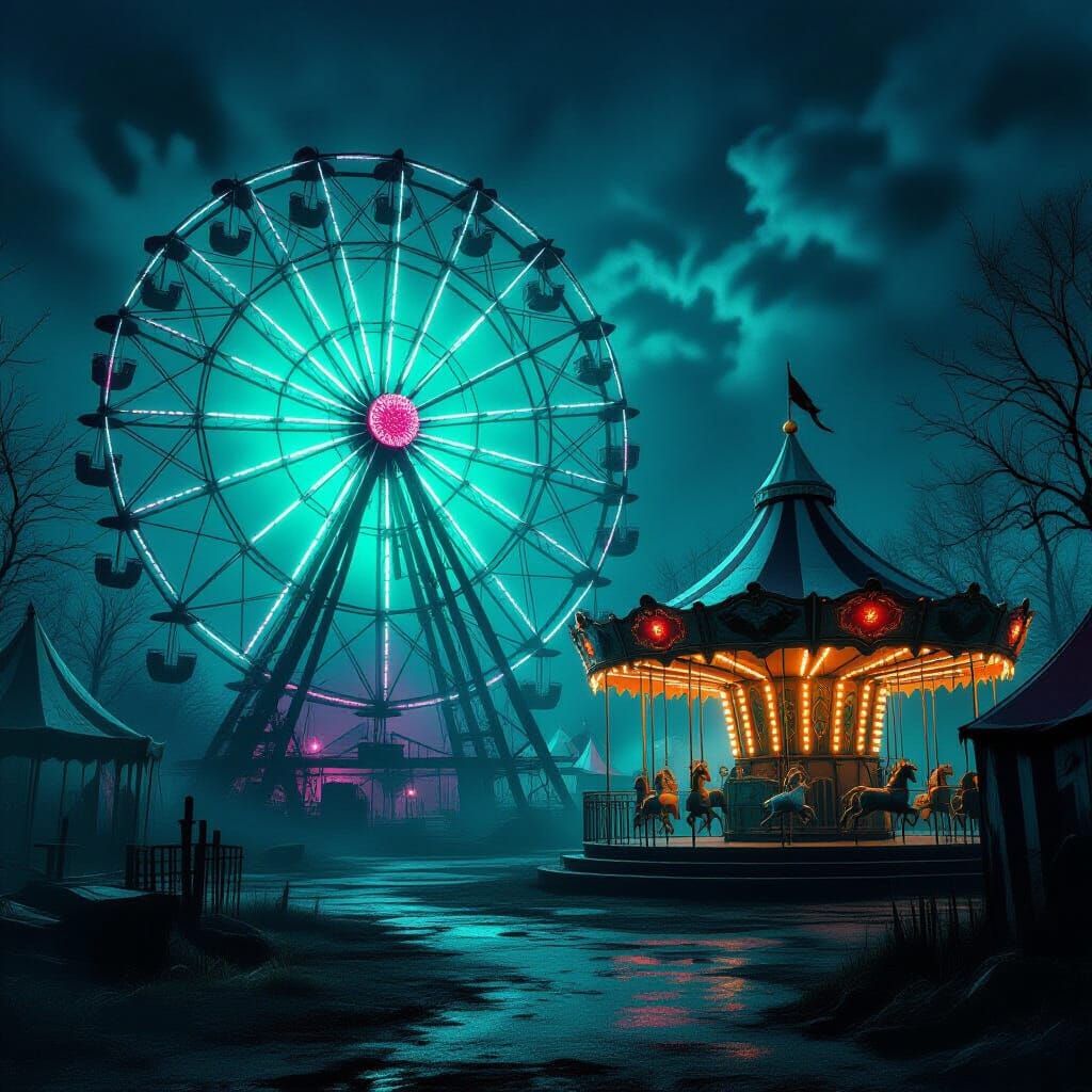 Abandoned Carnival at Midnight: Villain's Dark Lair