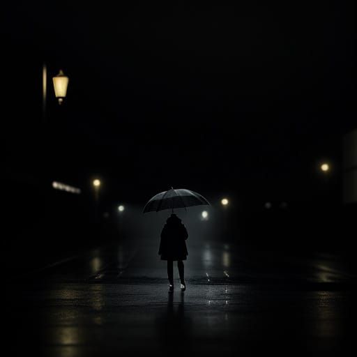 Rainy City Streets in Moody Film Noir Style