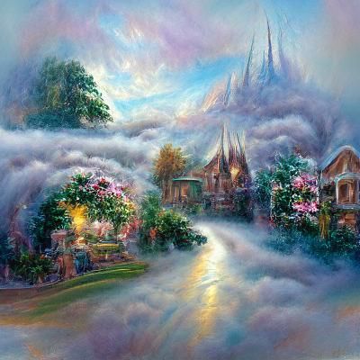 Ethereal Fantasy Landscape in Mist