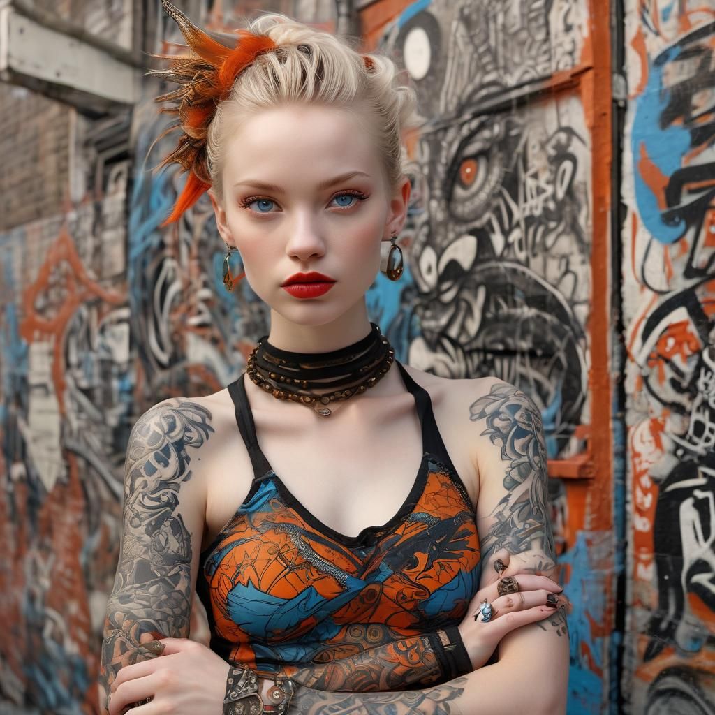 Anime Portrait: Woman with Dragon Tattoo Screaming