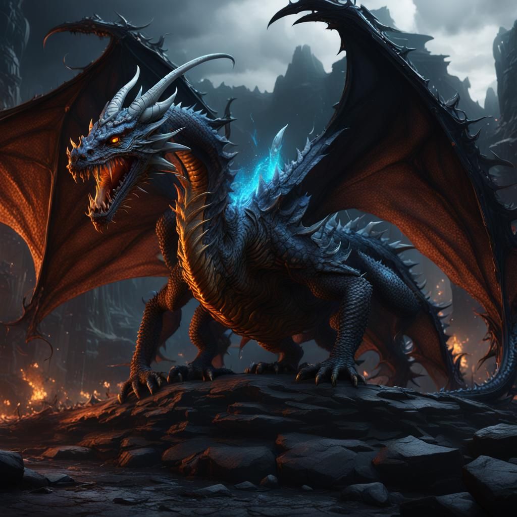 Darkness Dragon: Detailed Fantasy Concept Art