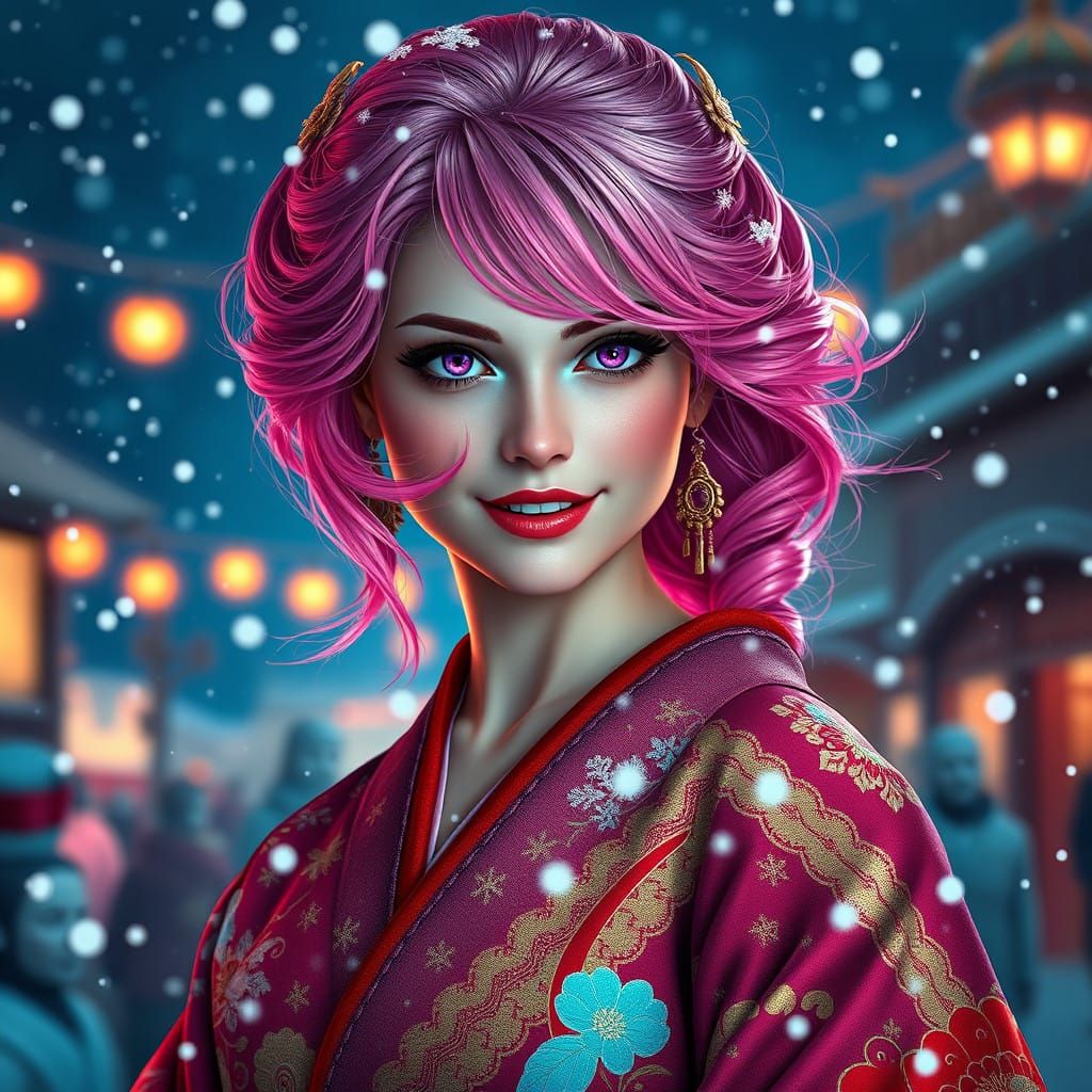 Enigmatic Gothic Beauty in Snowy Winter Wonderland