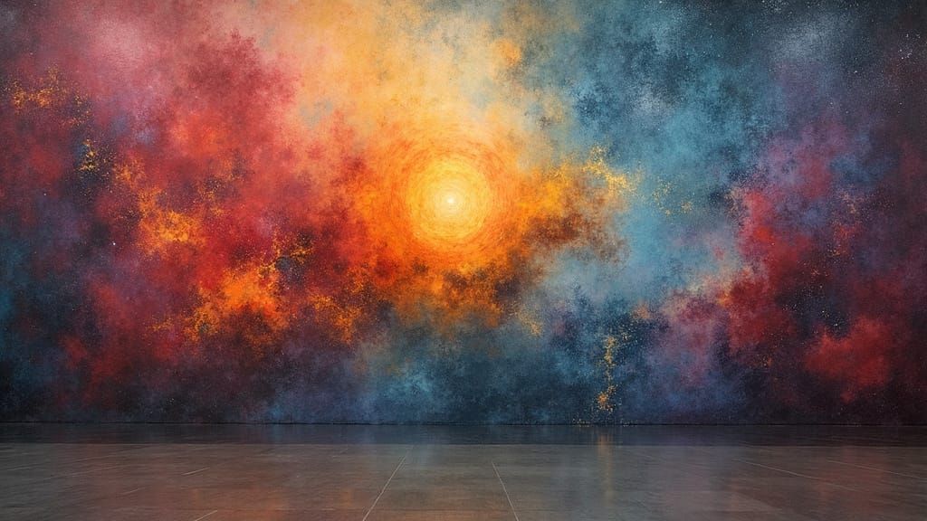 Cosmic Abstract Art Installation in Nebula Colors