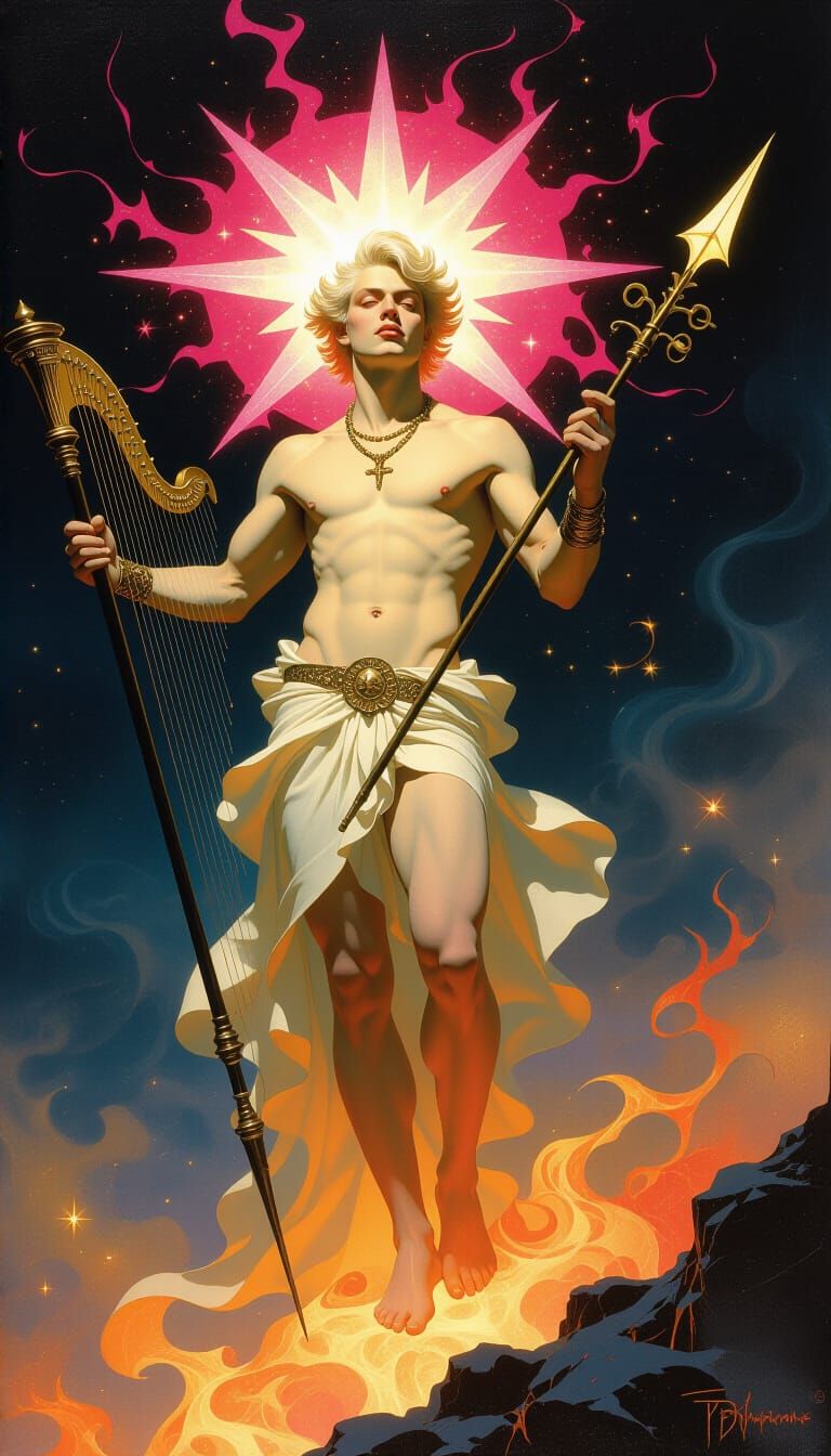 Phosphorus Morningstar in Cosmic Abyss, Dark Fantasy Style