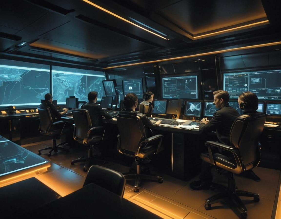 Retro-Futuristic Trader in Syd Mead-Inspired Office