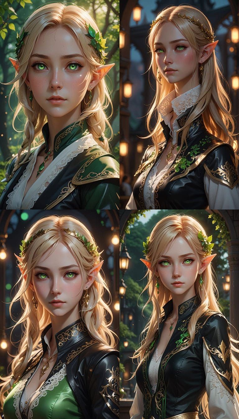 Ethereal Elf Maiden in Vibrant Anime-Inspired Portrait