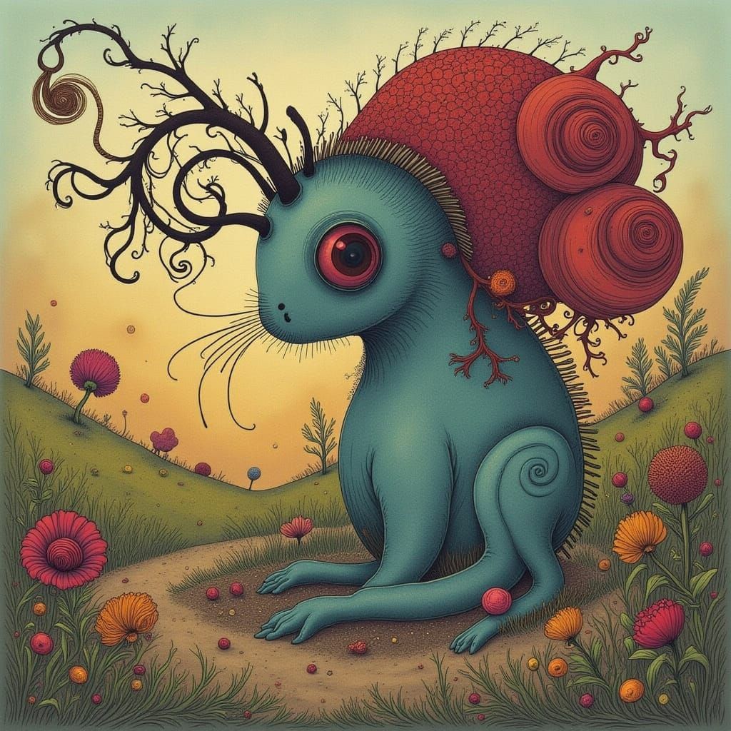 Abstract Void Fracture Landscape with Cicada Song