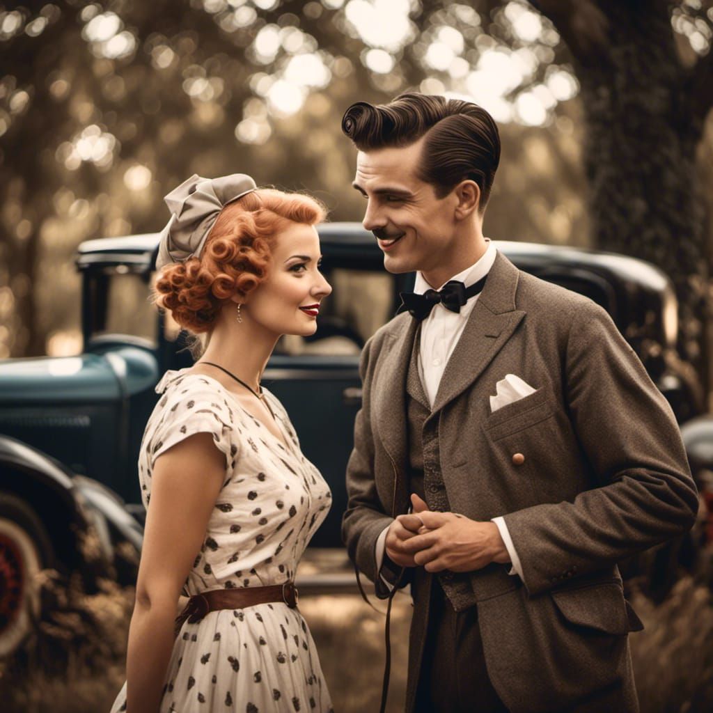 Charlie Chaplin and Girlfriend in Rockabilly Style