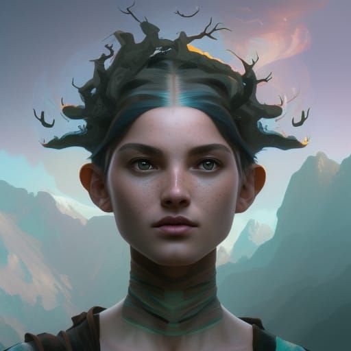 Earth Bender Girl Portrait with Telekinesis in Digital Art