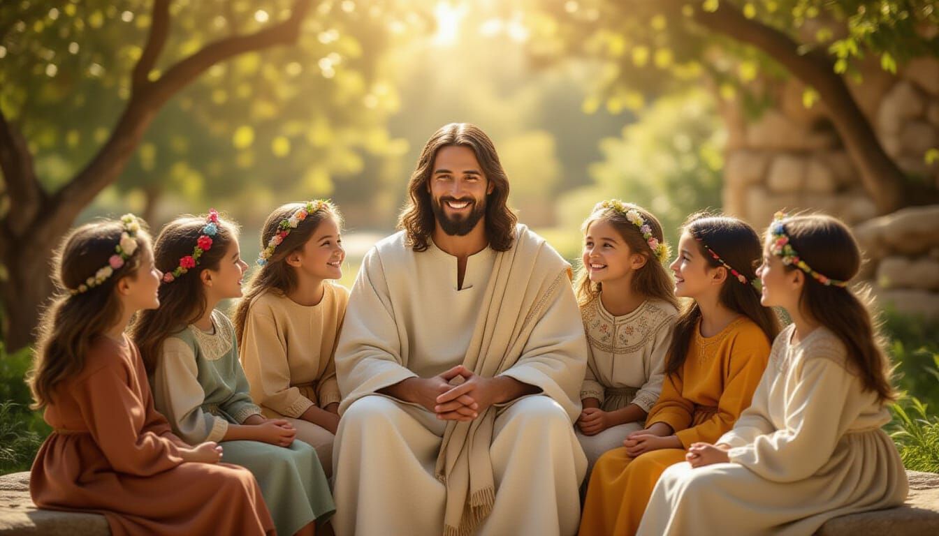 Jesus Blessing Children in a Golden Light