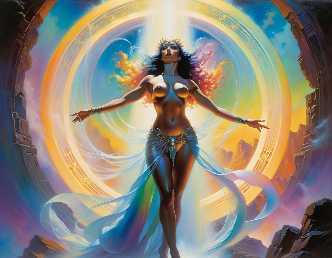 4D Person Appears in 3D, Oil on Canvas Style