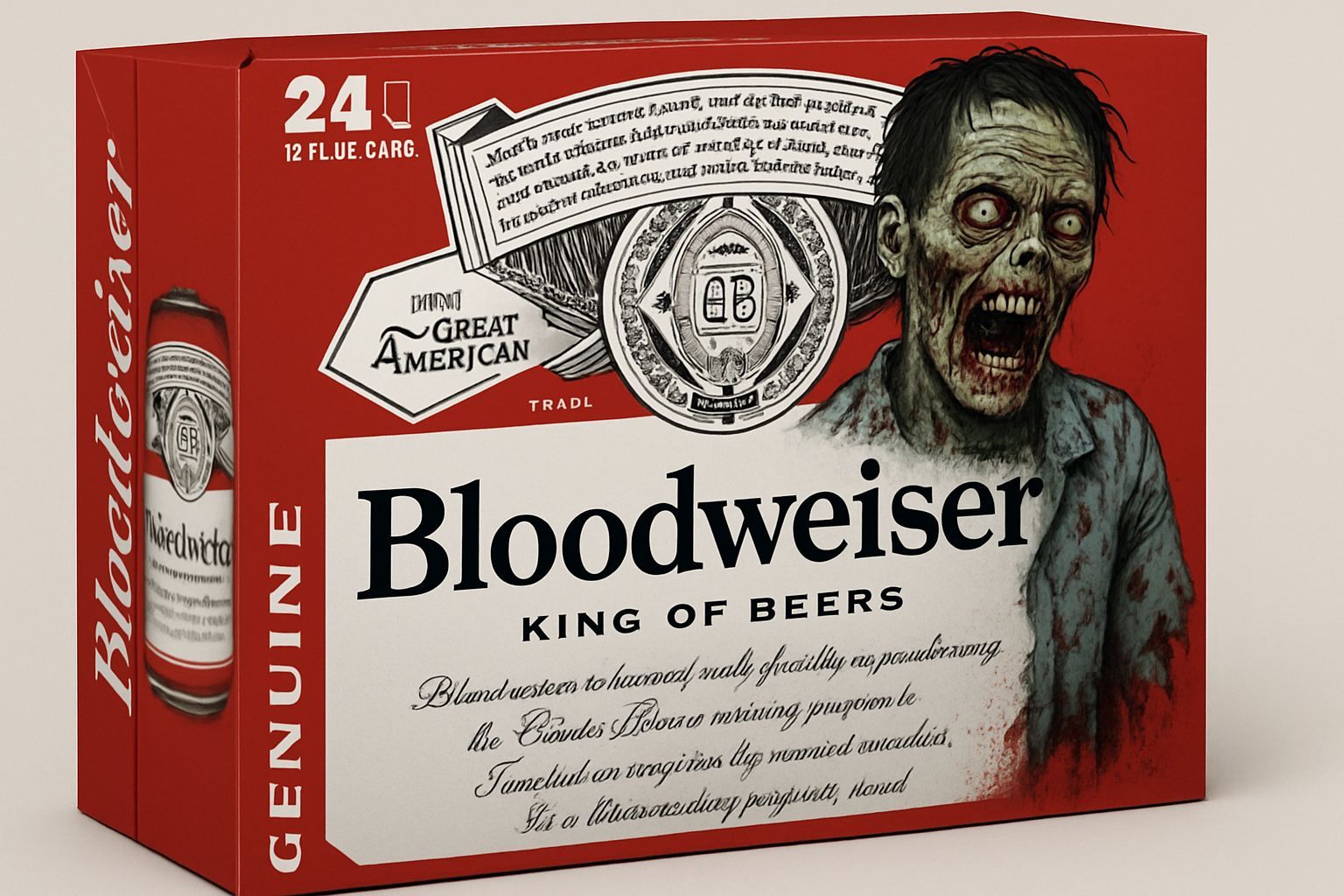 Bloodweiser Beer Box with Zombie