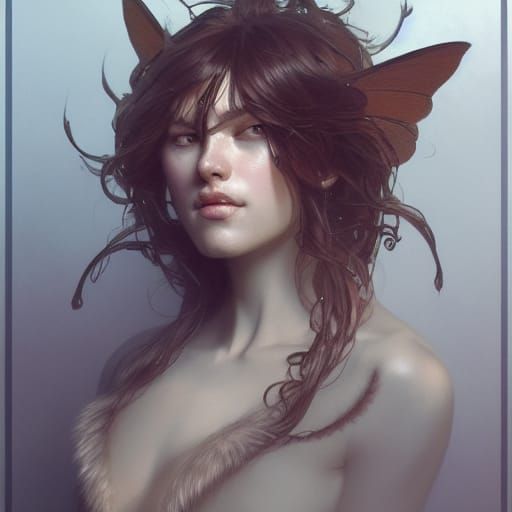Human Butterfly Portrait in Hyperdetailed Digital Art