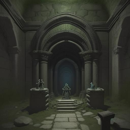 Ruined Shrine in Underground Fantasy Sewer