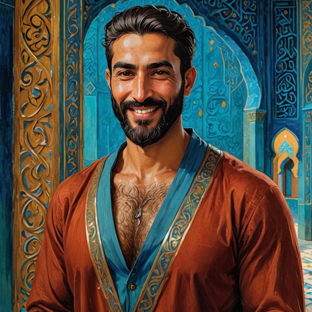 Art Nouveau Portrait in Iranian Mosque