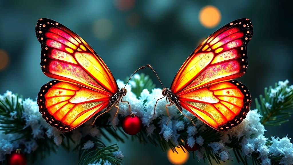 Vibrant Christmas Butterflies in Stunning Realism