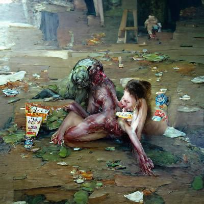 Zombie Cannibalism in the Style of James Gurney