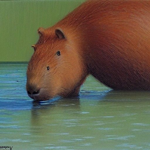 Capybara Portrait in Oil Painting Style