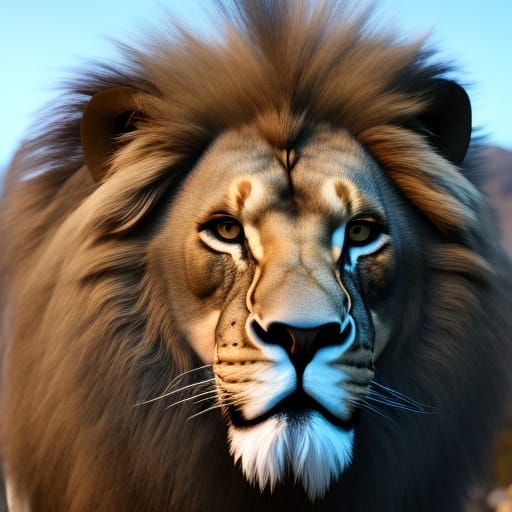 Majestic Lion Face in Detailed Matte Painting