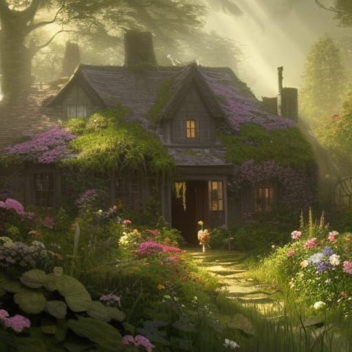 Lush Cottagecore Cottage in Overgrown Bog Garden