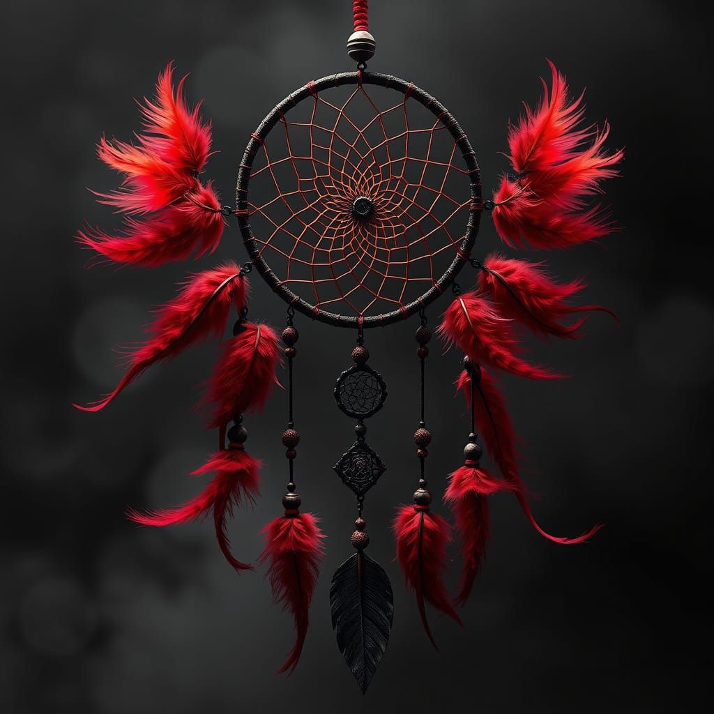 Majestic Dream Catcher in Infinite Symbol with Vibrant Red F...