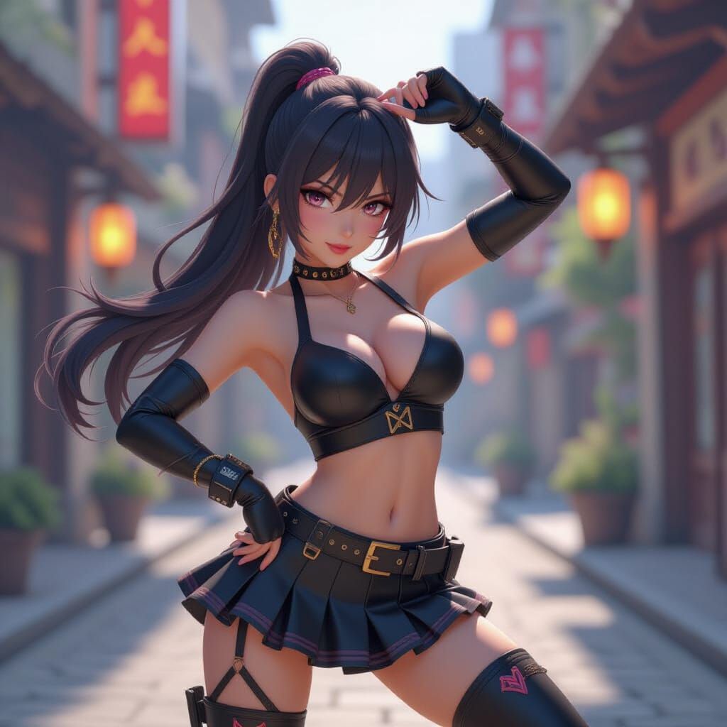 Anime Style 3D Render of Woman Twerking