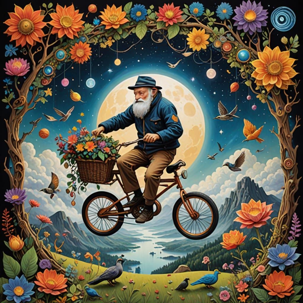 Surreal Tea Party on Floating Island in Ethereal Style