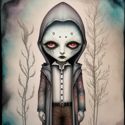 Surreal Male Figure's Search for Inner Void