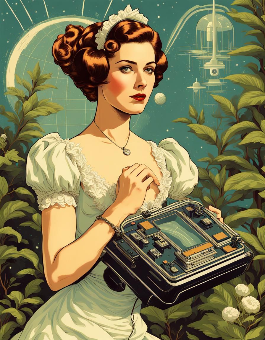 Retro-Futuristic Atomicpunk Pinup of an Independent Woman