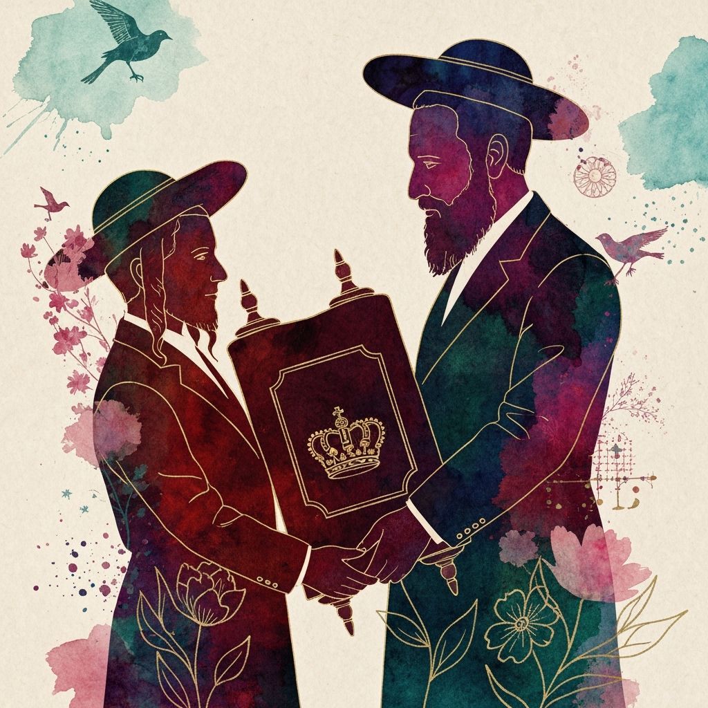 Chasidic Father and Son Embrace Torah in Double Exposure
