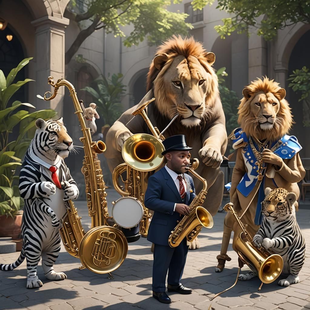 Animal Jazz Band in 3D Anime Style