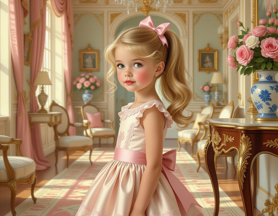 Elegant Girl in French Provincial Interior