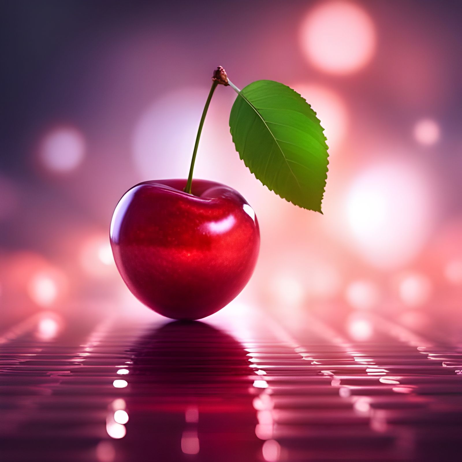 Decorative Red Glass Cherry in Photorealistic CGI