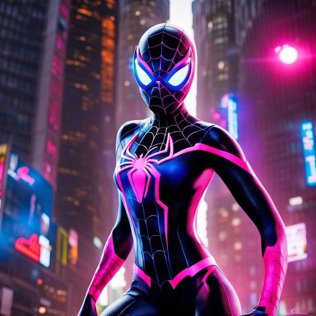 Gwen Stacy Spider-Verse High-Tech Suit with Blue Lights