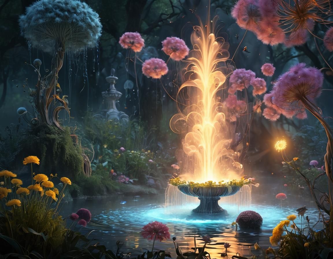 Ethereal Light Fountain with Smoky Fairy Lights