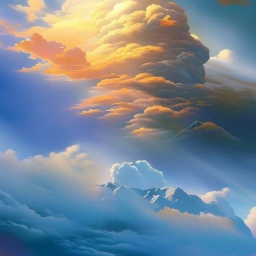 Hyperrealistic Clouds in Splash Art Style