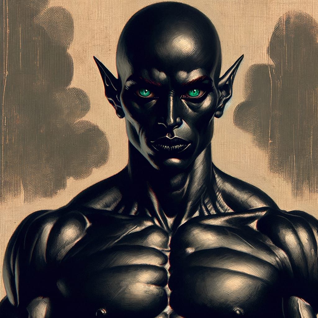 Dramatic Dark Elf Maiden in Oil on Canvas