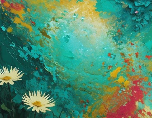 Vibrant Teal Splash Art Blooms with Soft Lighting