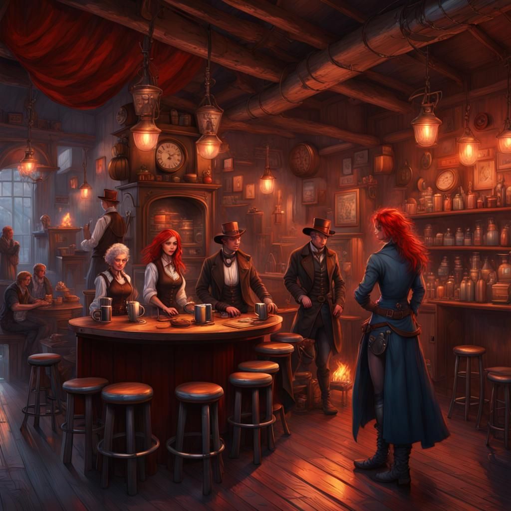 Steampunk Coffee Shop with Gunslingers and Magic