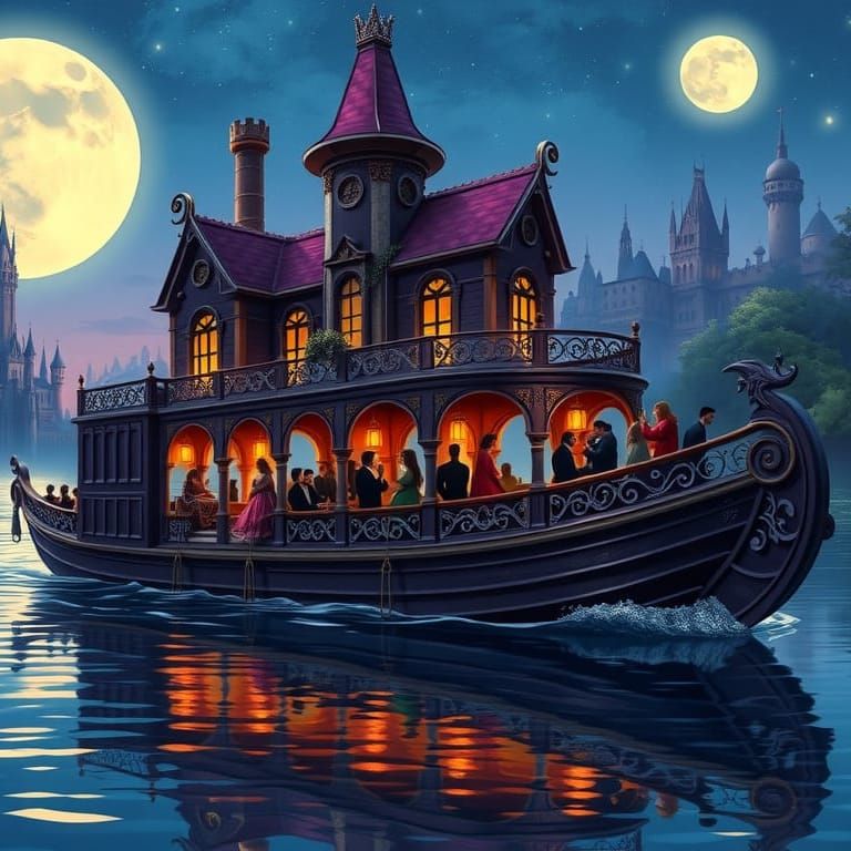 Ethereal Mansion Shines Under Starry Night Sky