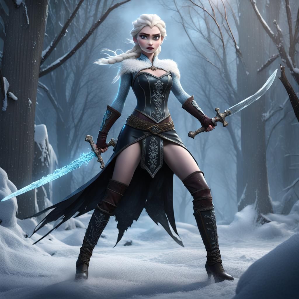 Gothic Warrior Queen Elsa in Fantasy Concept Art