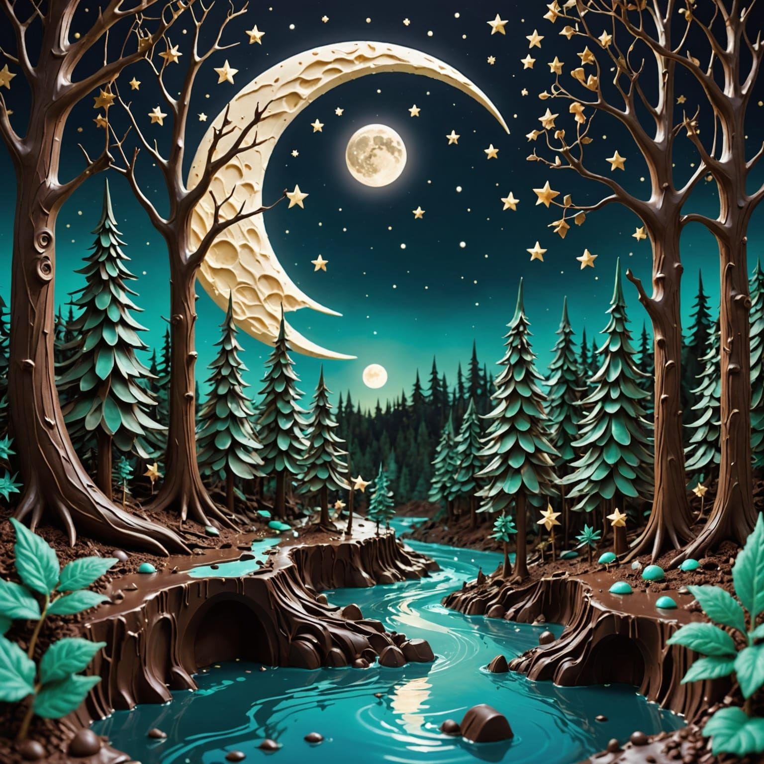 Chocolate Fantasy: Moonlit Forest of Edible Delights